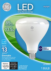 GE 35316 LED Bulb, Flood/Spotlight, BR40 Lamp, 85 W Equivalent, E26 Lamp Base, Dimmable, Daylight Light